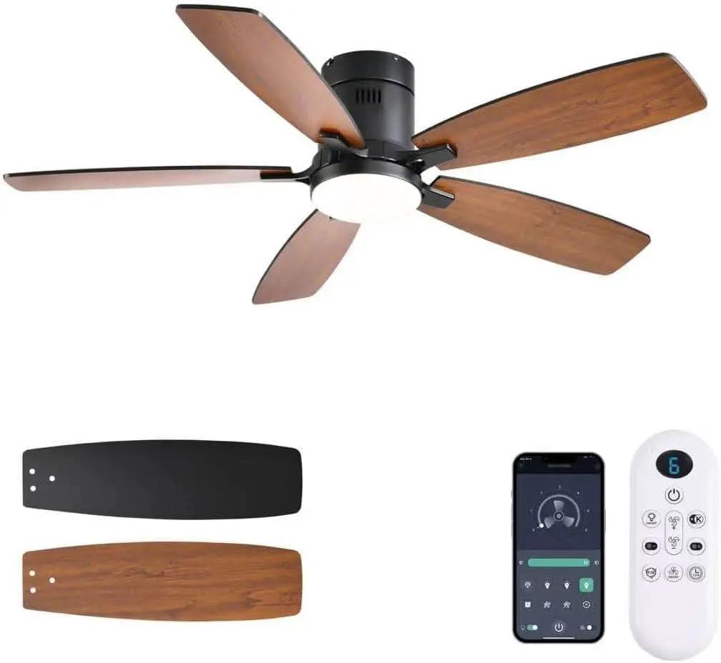 52 Inch Dimmable LED Ceiling Fan Flush Mount Efficient from PriceLows™