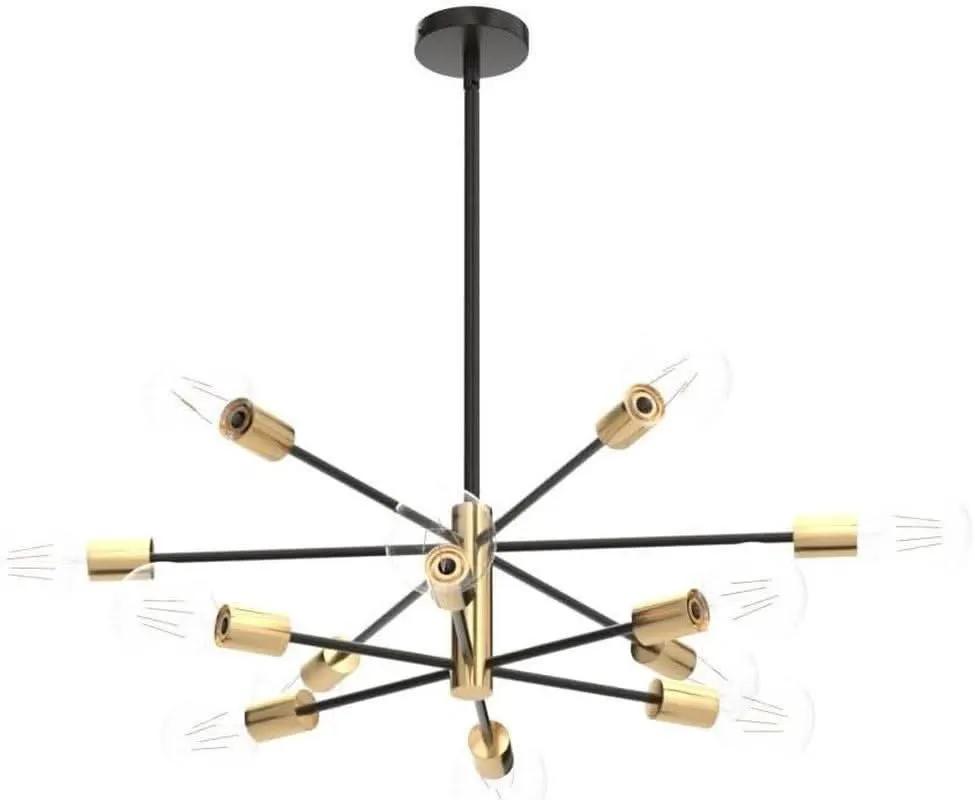 Gold Black Sputnik Chandelier 12 Light With Adjustable Height from PriceLows™