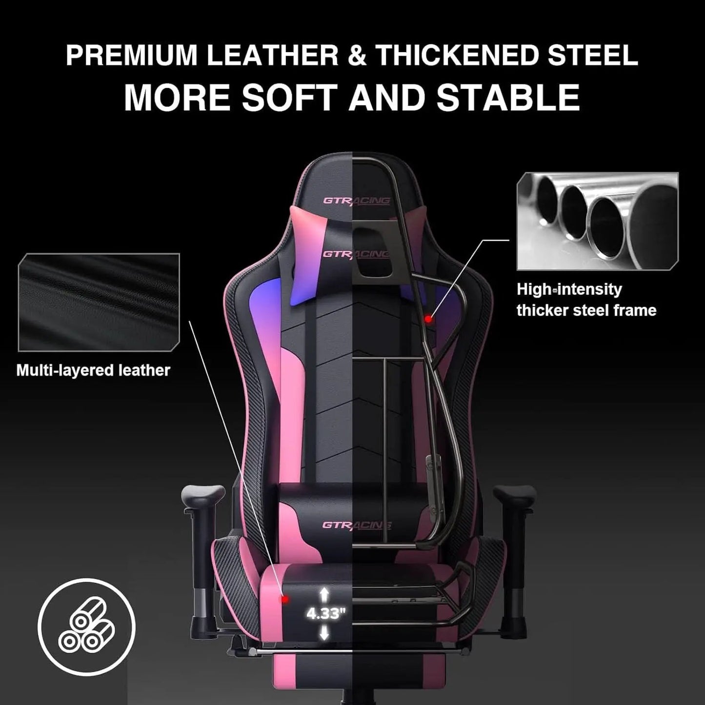 Ergonomic Gaming Chair With Bluetooth Speakers And Footrest from PriceLows™