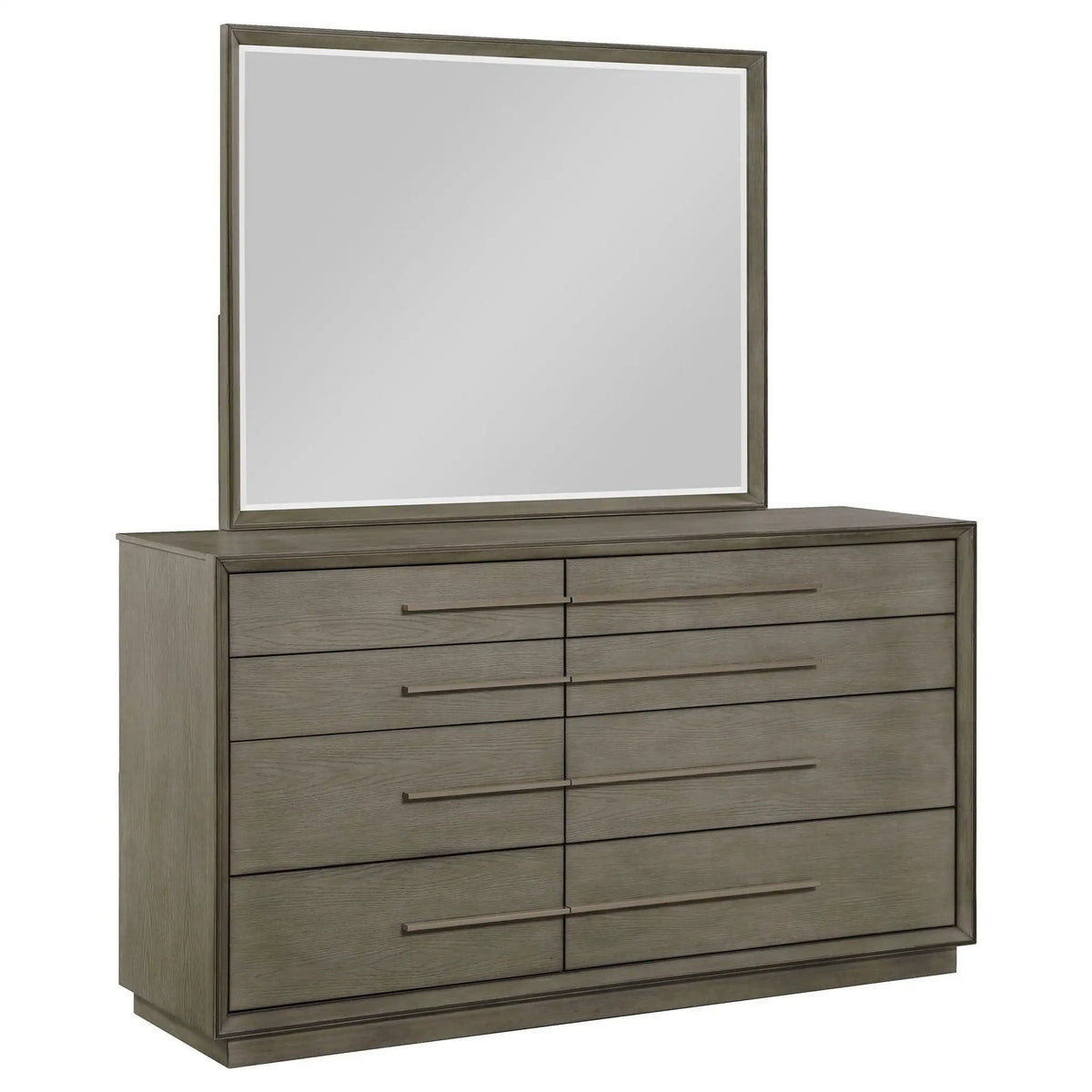 Durango 8-drawer Dresser and Mirror Taupe | 70 x 20 x 78.5 in | Engineered Wood & Metal | Oak