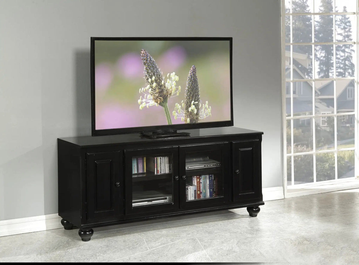 Ferla TV Stand | 19 x 58 x 26 in | Glass & Wood | Black