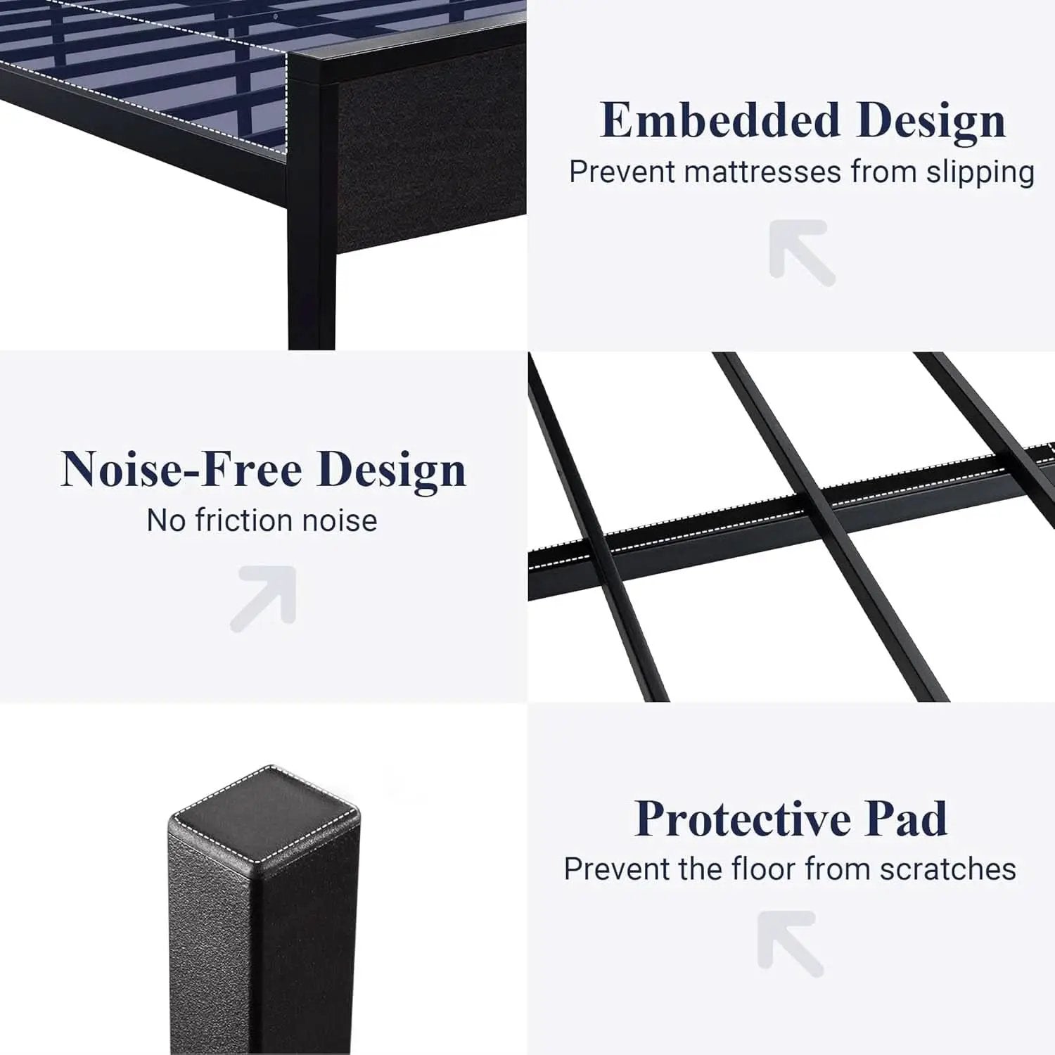 Queen Platform Bed Frame With Wooden Headboard And Footboard Black Oak from PriceLows™