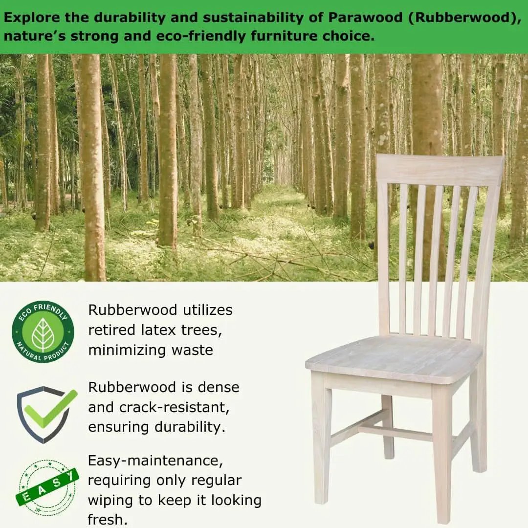 Set Of 2 Tall Mission Dining Chairs Unfinished Parawood from PriceLows™