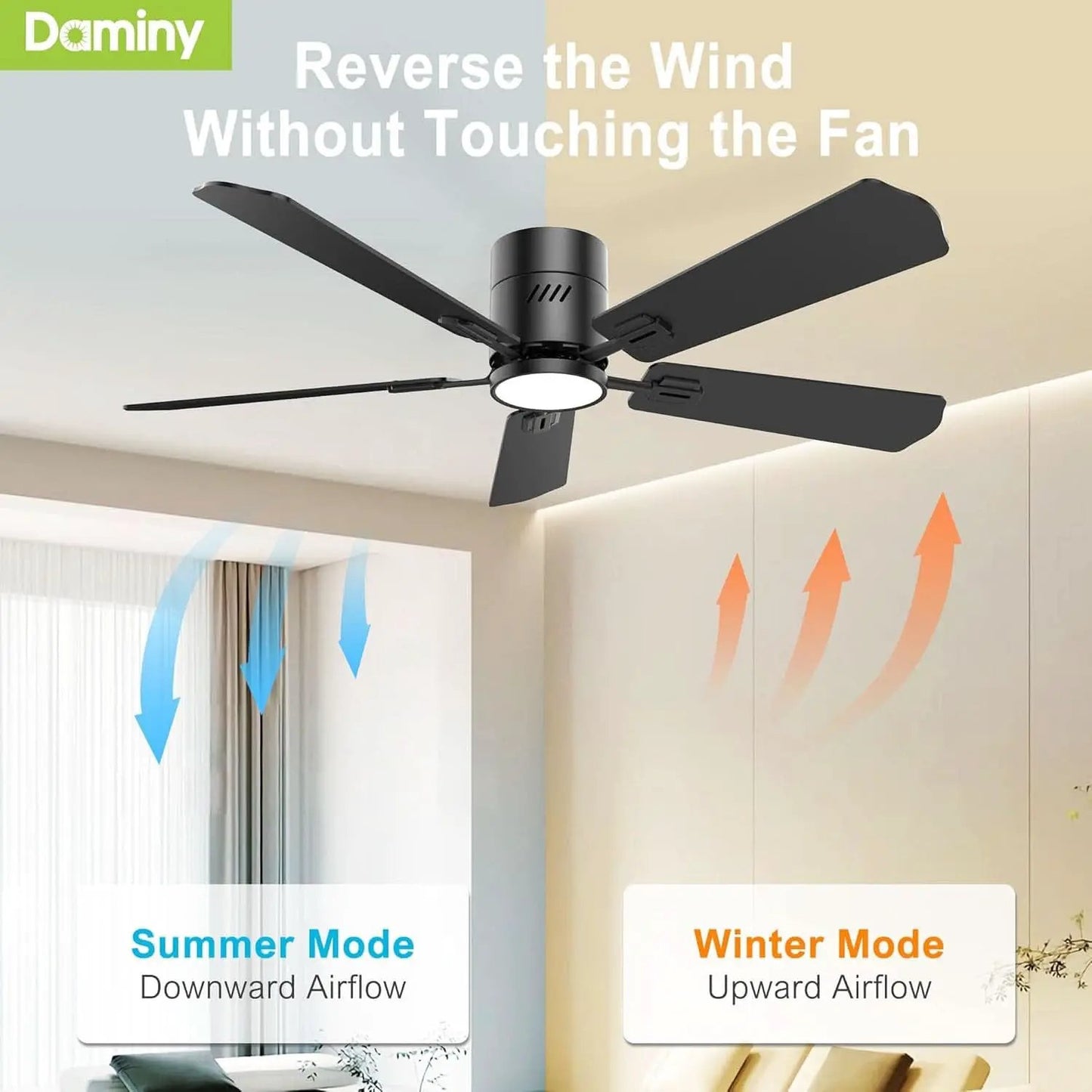 52 Inch Black Walnut DC Motor Ceiling Fan With Light Remote from PriceLows™