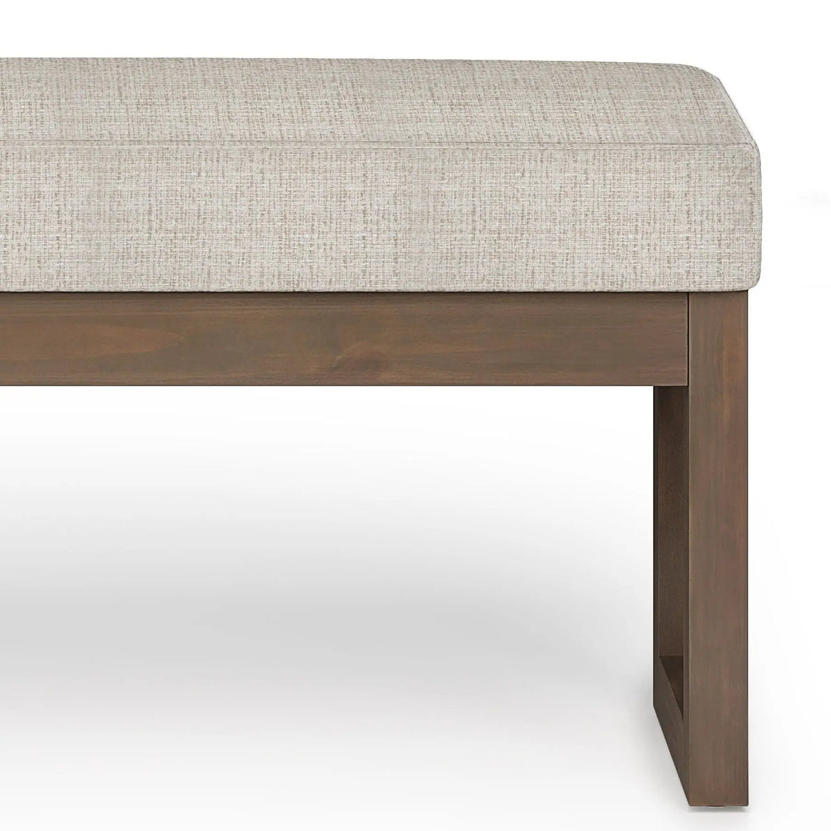 Milltown Upholstered Ottoman Bench | Driftwood Solid Wood Base | Versatile Design | 44.5 Inch Width