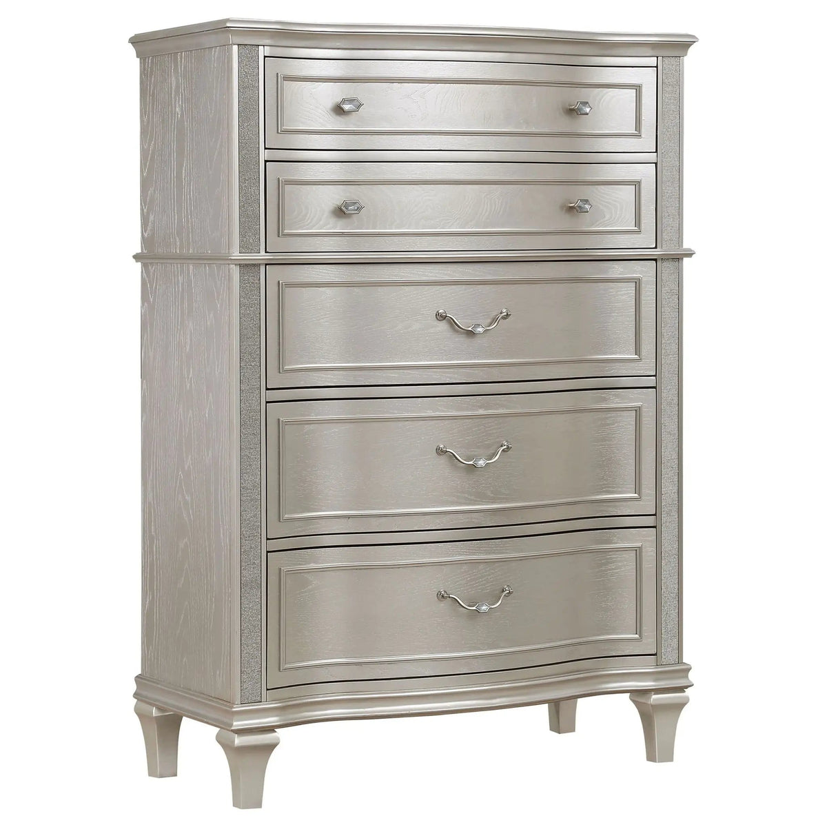 Evangeline 6-drawer Bedroom Chest Silver | 42 x 19.75 x 59.5 in | 6-Drawer | Oak
