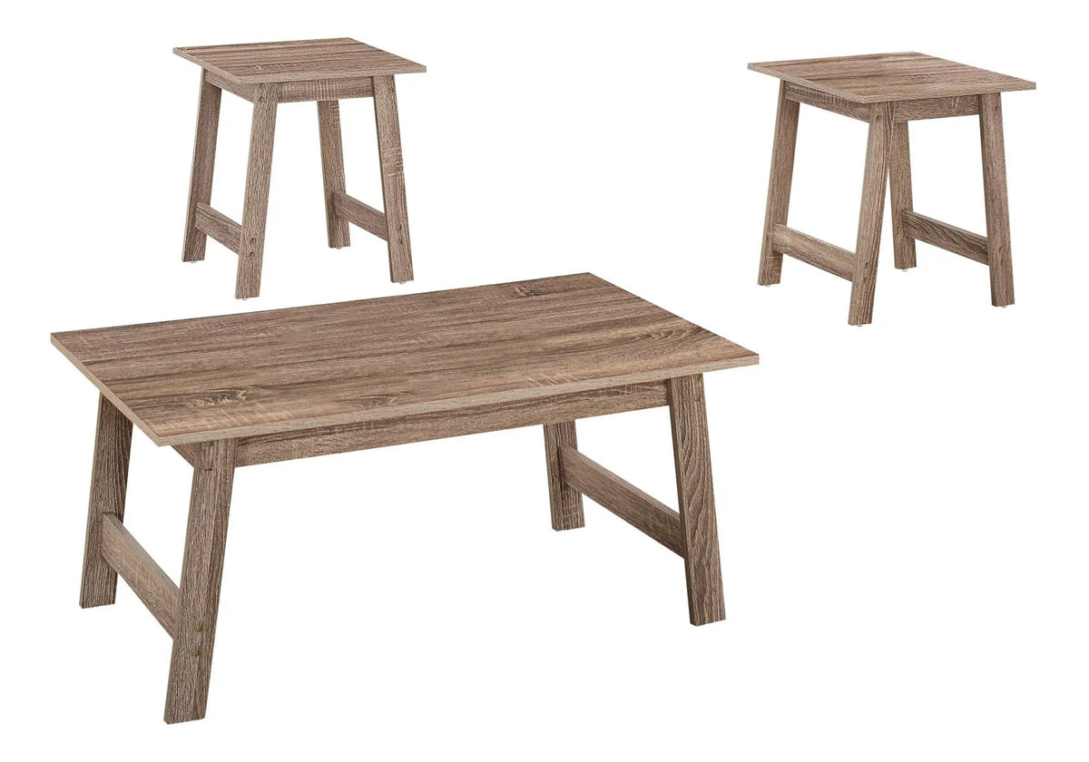 Rectangular Coffee Table Set | Set Of 3 | Two Matching Square End Tables | 36 Inch Length