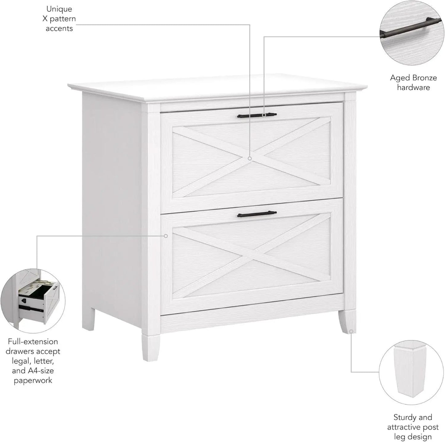 Key West Lateral File Cabinet 2 Drawer Modern Farmhouse from PriceLows™