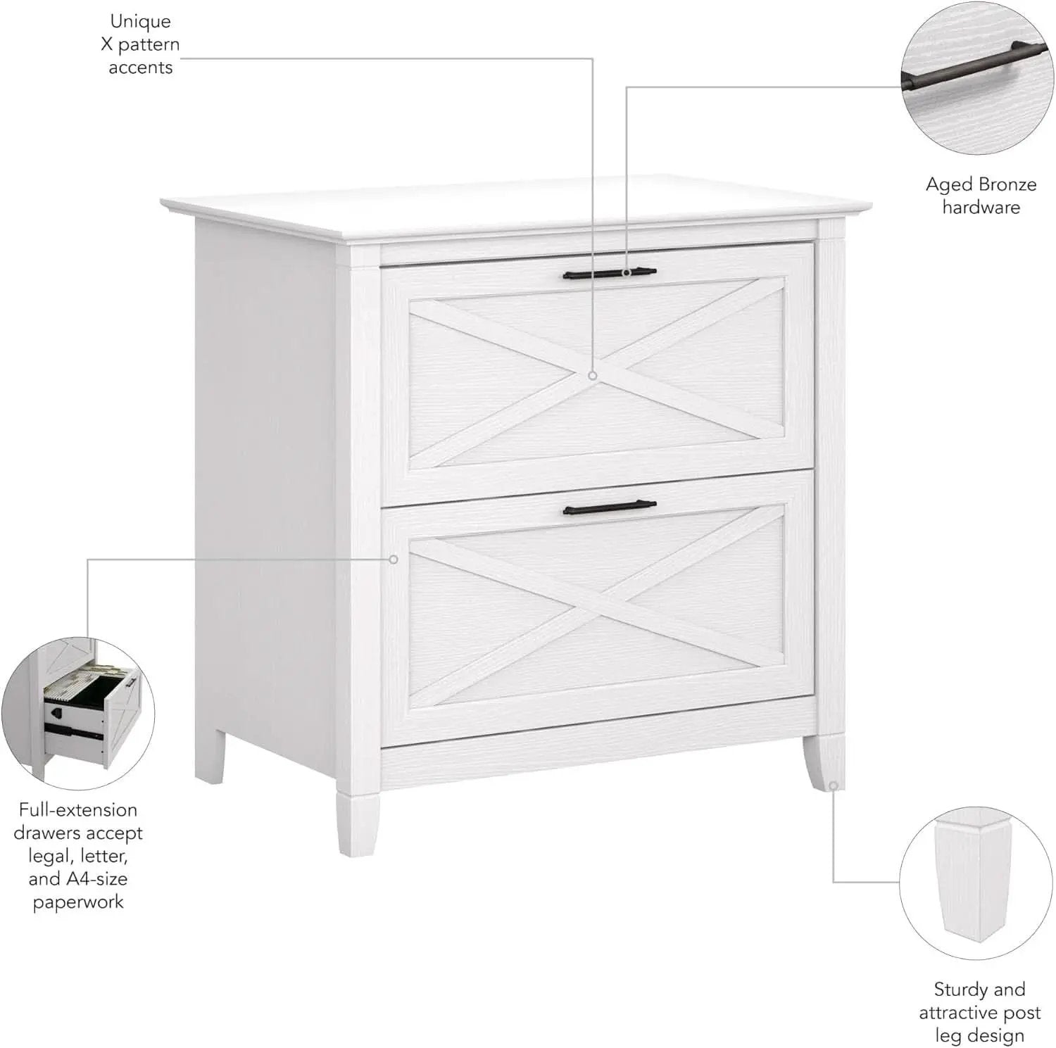 Key West Lateral File Cabinet 2 Drawer Modern Farmhouse from PriceLows™