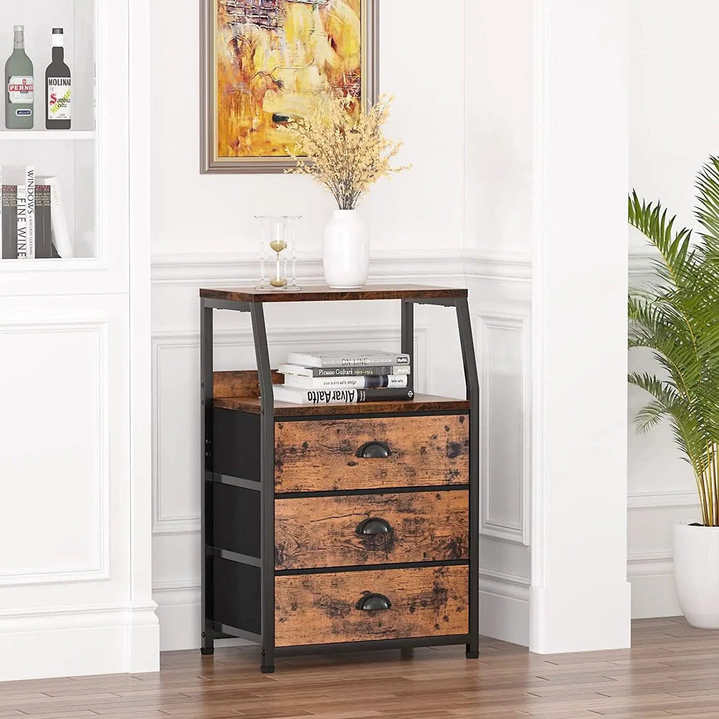 3-Drawer Nightstand With 2-Tier Shelf And Wood Top Bedroom from PriceLows™
