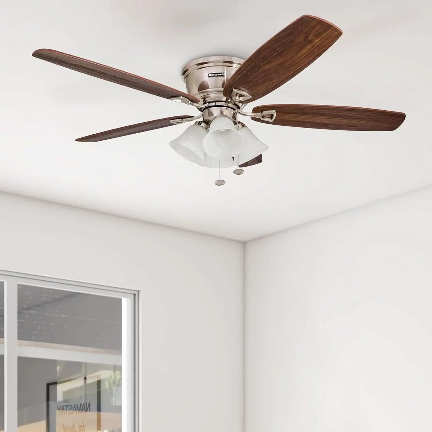 52 Inch Brushed Nickel LED Five Blade Ceiling Fan Light from PriceLows™