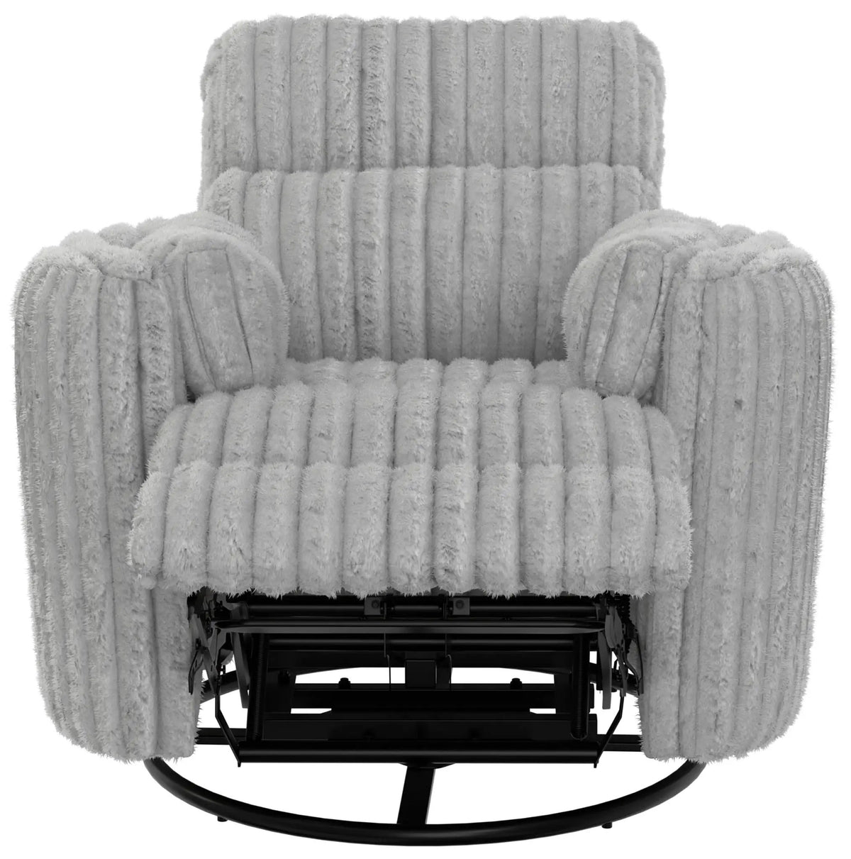Daydream Swivel Glider Recliner | Unique Shape | Comfort Bolsters | Faux Fur
