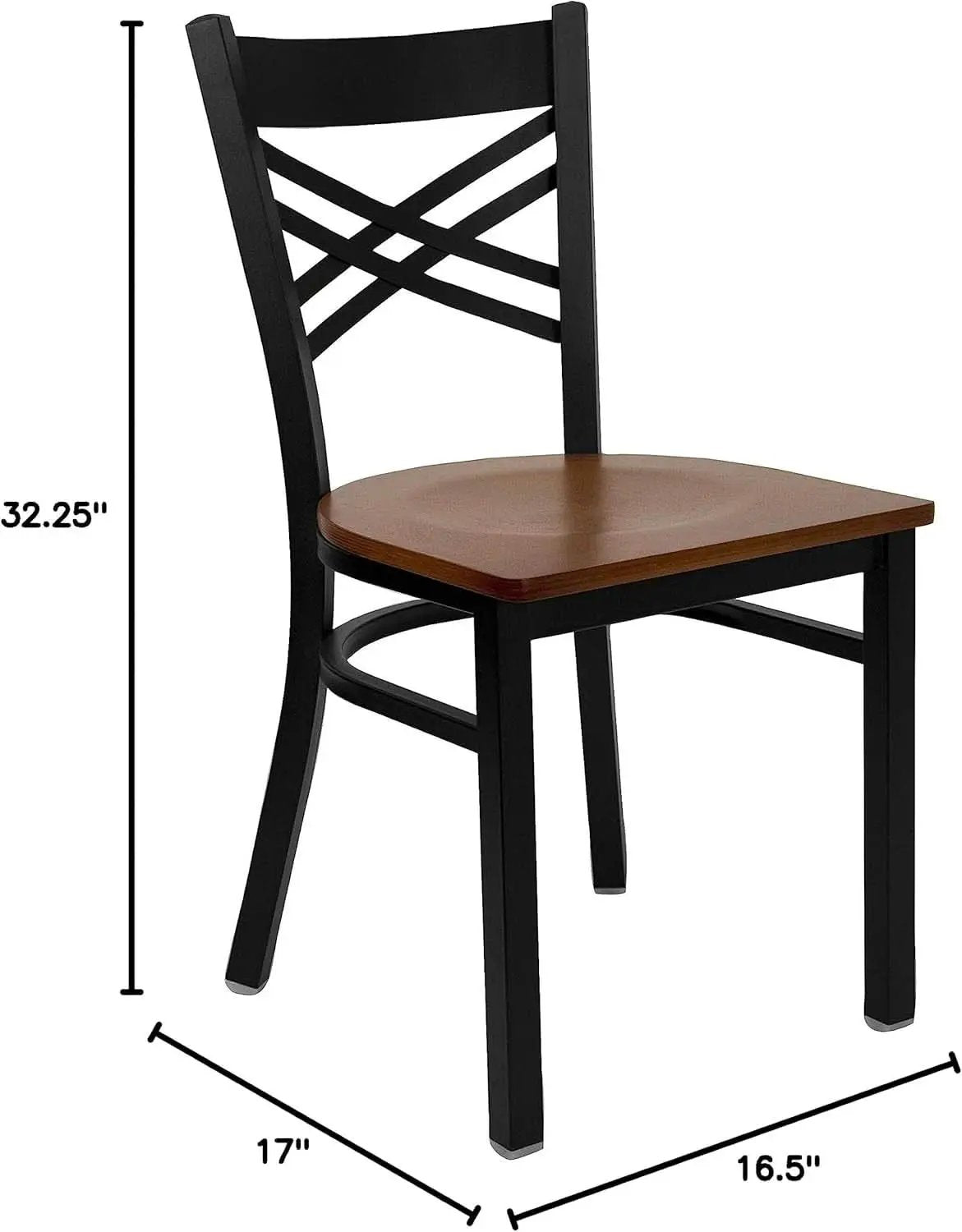 2 Pack HERCULES Series Black X Back Metal Dining Chairs With Cherry Wood Seats For Home Or Commercial Use from PriceLows™