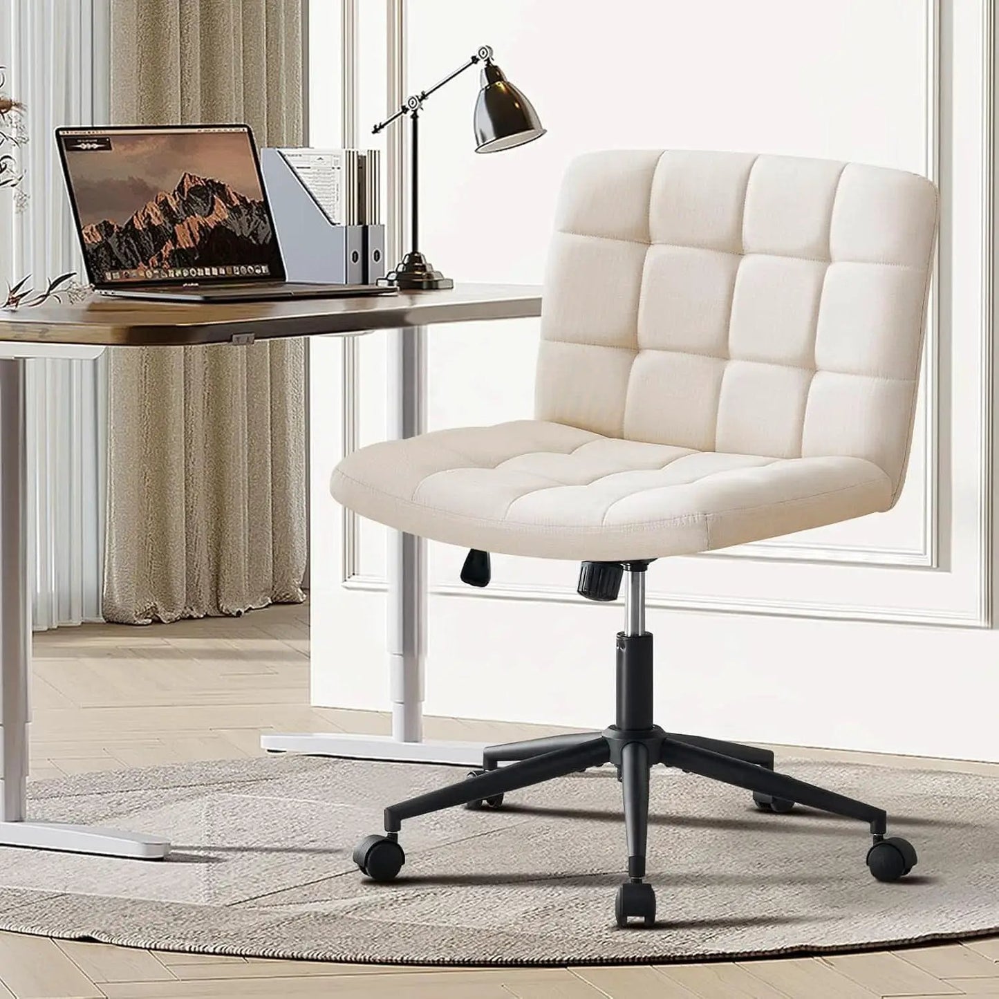 Height Adjustable Swivel Office Chair With Wheels Beige from PriceLows™