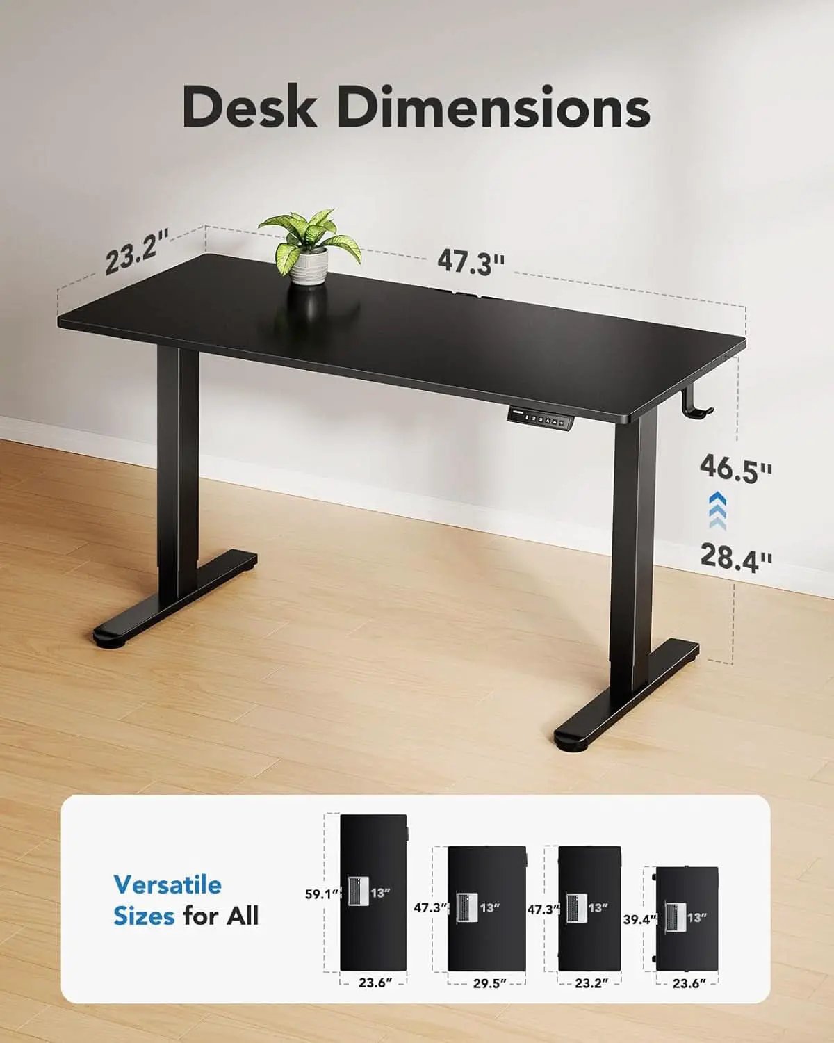 Electric Standing Desk 48x24 Inch Adjustable Height 4 Memory Settings Black from PriceLows™