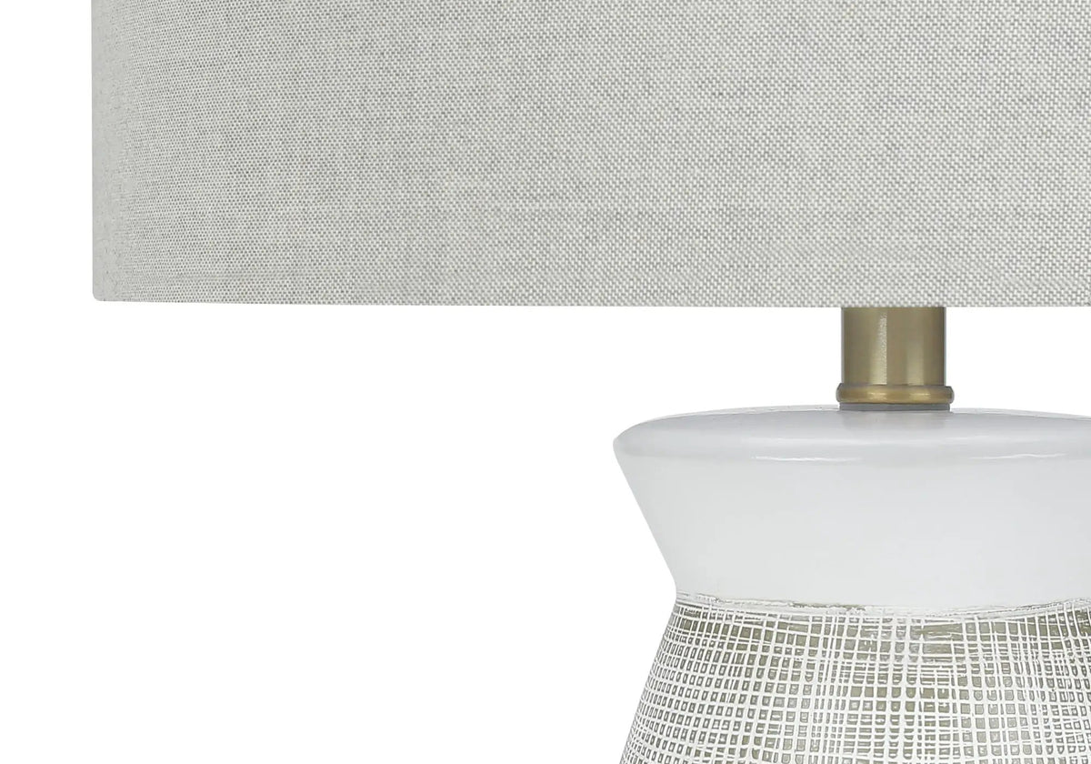 Gray Ceramic Table Lamp | 27 Inch Height | Smooth White And Gray Base | 5 Ft Transparent Cord