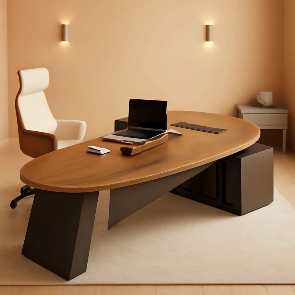 L Shaped Desk With Solid Wood 80 Inch Executive Work space Desk from PriceLows™