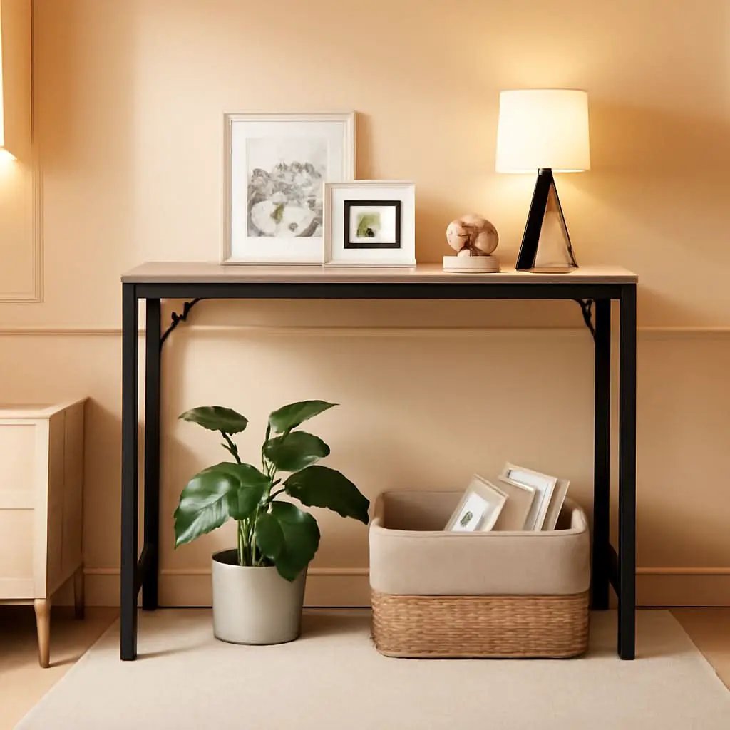 Industrial Grey Console Table With Charging Station from PriceLows™