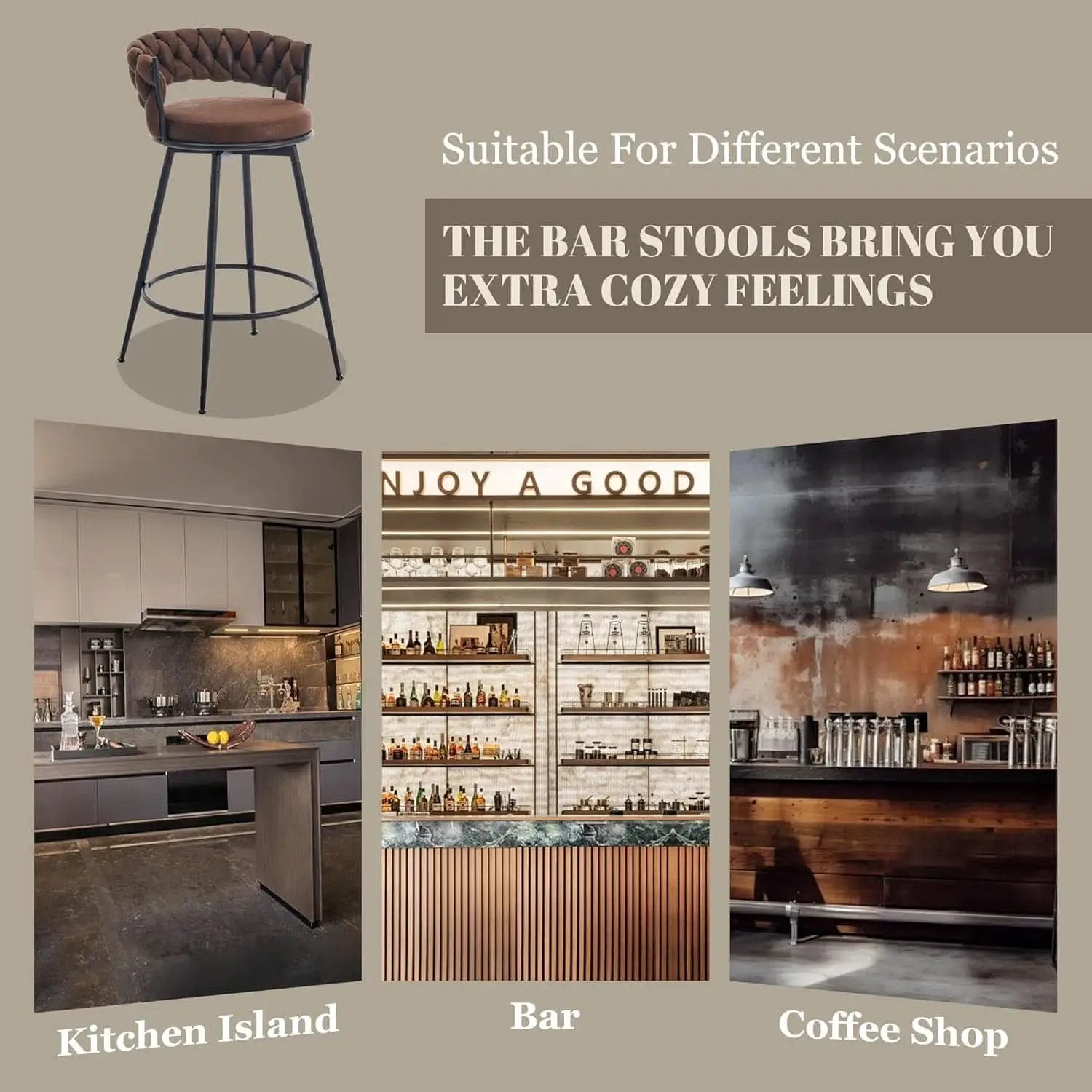 Modern Swivel Bar Stools Set of Two Stylish Design from PriceLows™