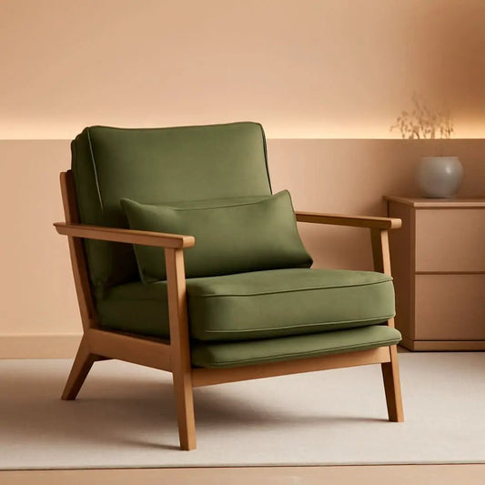 Green Luxury Upholstered Armchair With Lumbar Pillow from PriceLows™