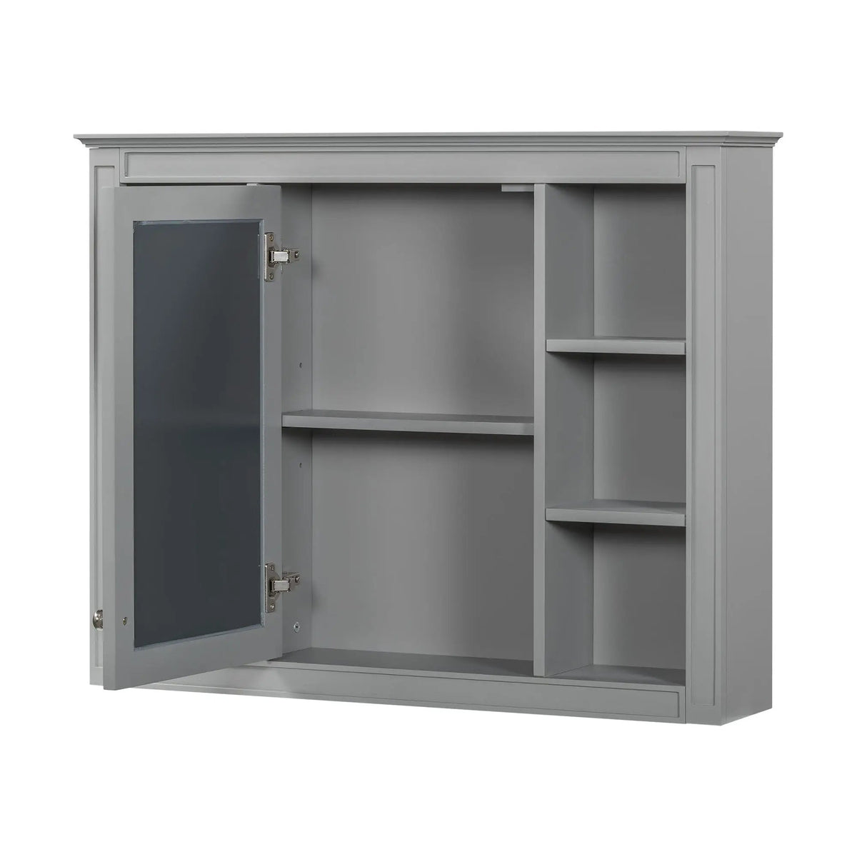 Wall Mounted Medicine Cabinet | Adjustable Interior | 6 Open Shelves