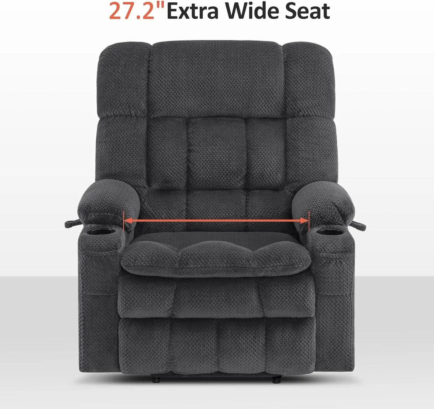 Dark Grey Wide Power Lift Recliner With Massage And USB from PriceLows™