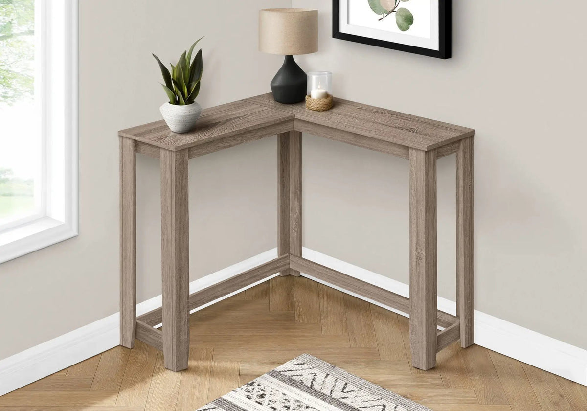 Corner Console Table | Unique Corner Design | Two-Tier Panel Construction | Hallway Use