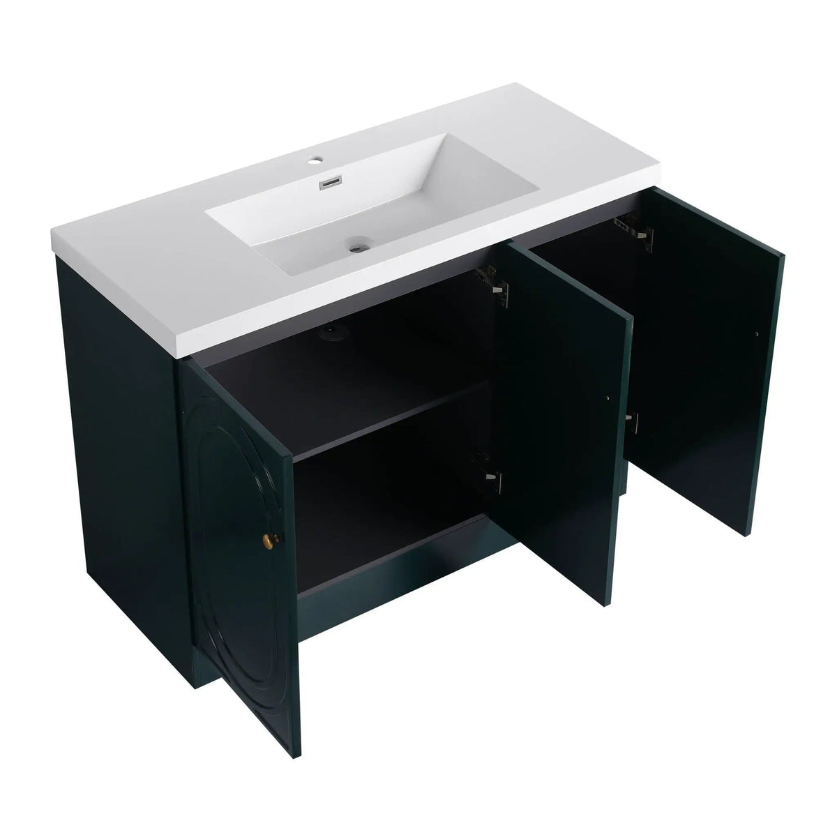 Contemporary Freestanding Bathroom Vanity With Resin Sink & Soft-Close Cabinet Doors | 7 Pieces | Stainless Steel & Plywood | Bathroom