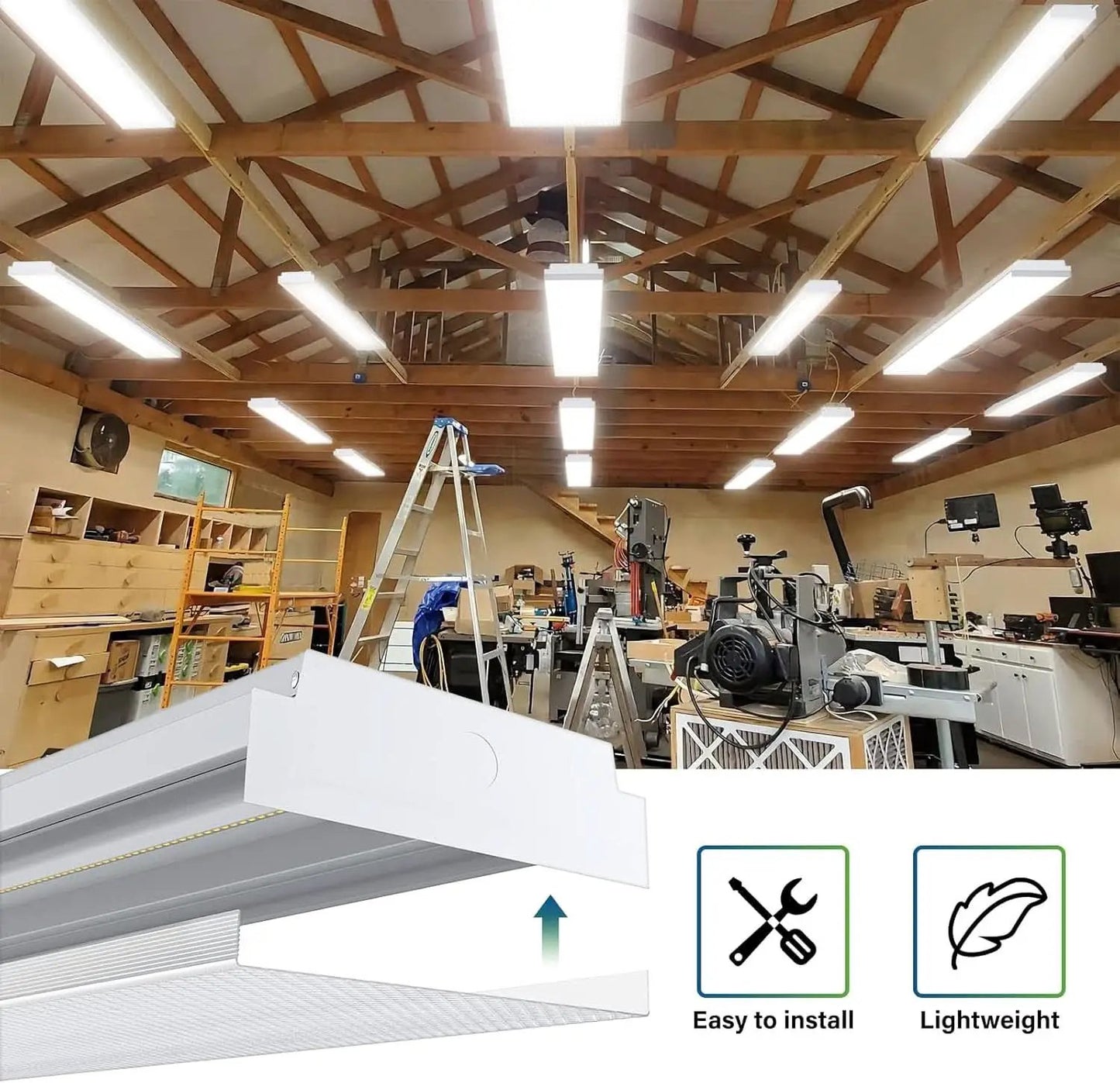 4Ft LED Wraparound Shop Lights 6000K 4400 Lumens 4 Pack from PriceLows™