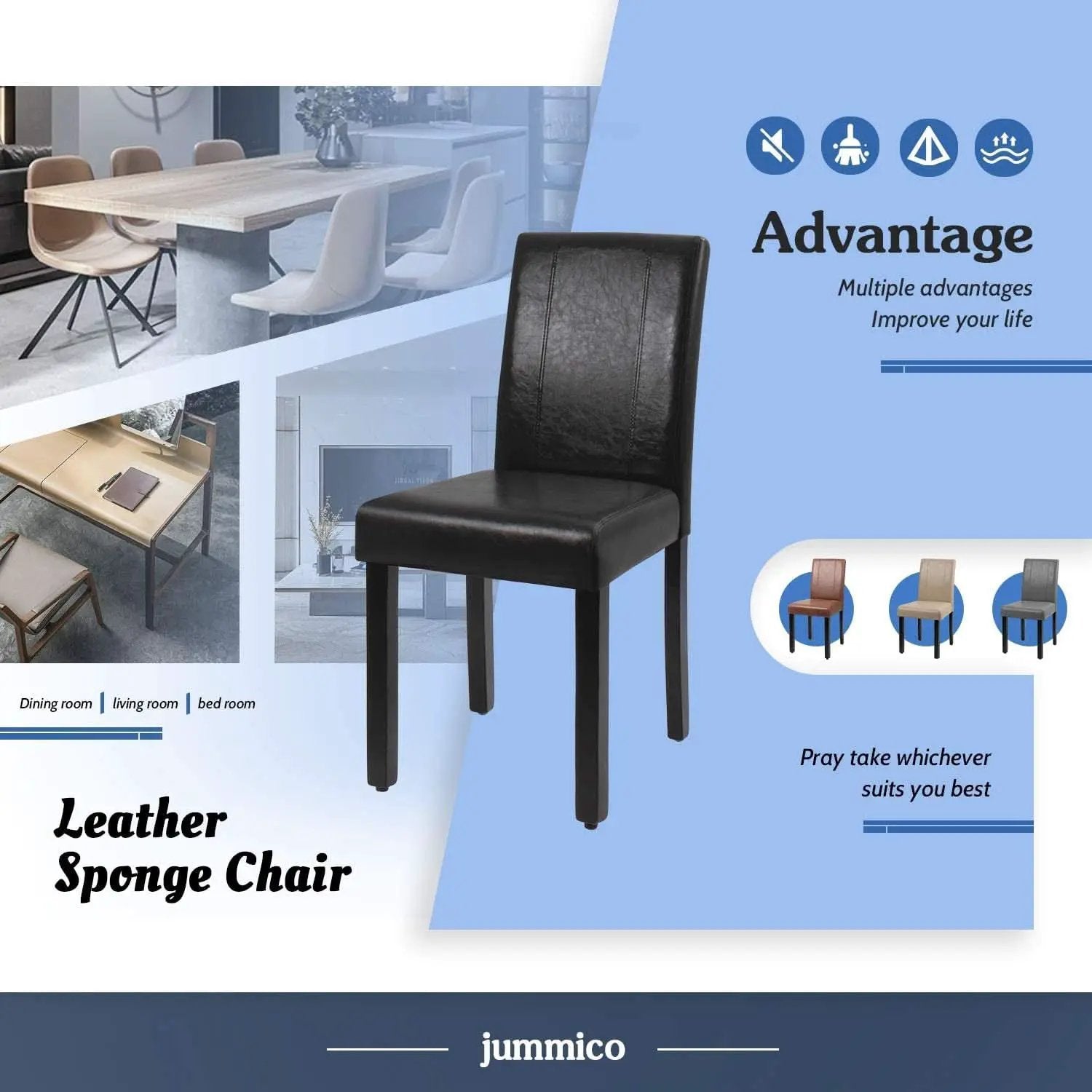 PU Leather Dining Chairs Black Set of 4 Modern Comfort from PriceLows™