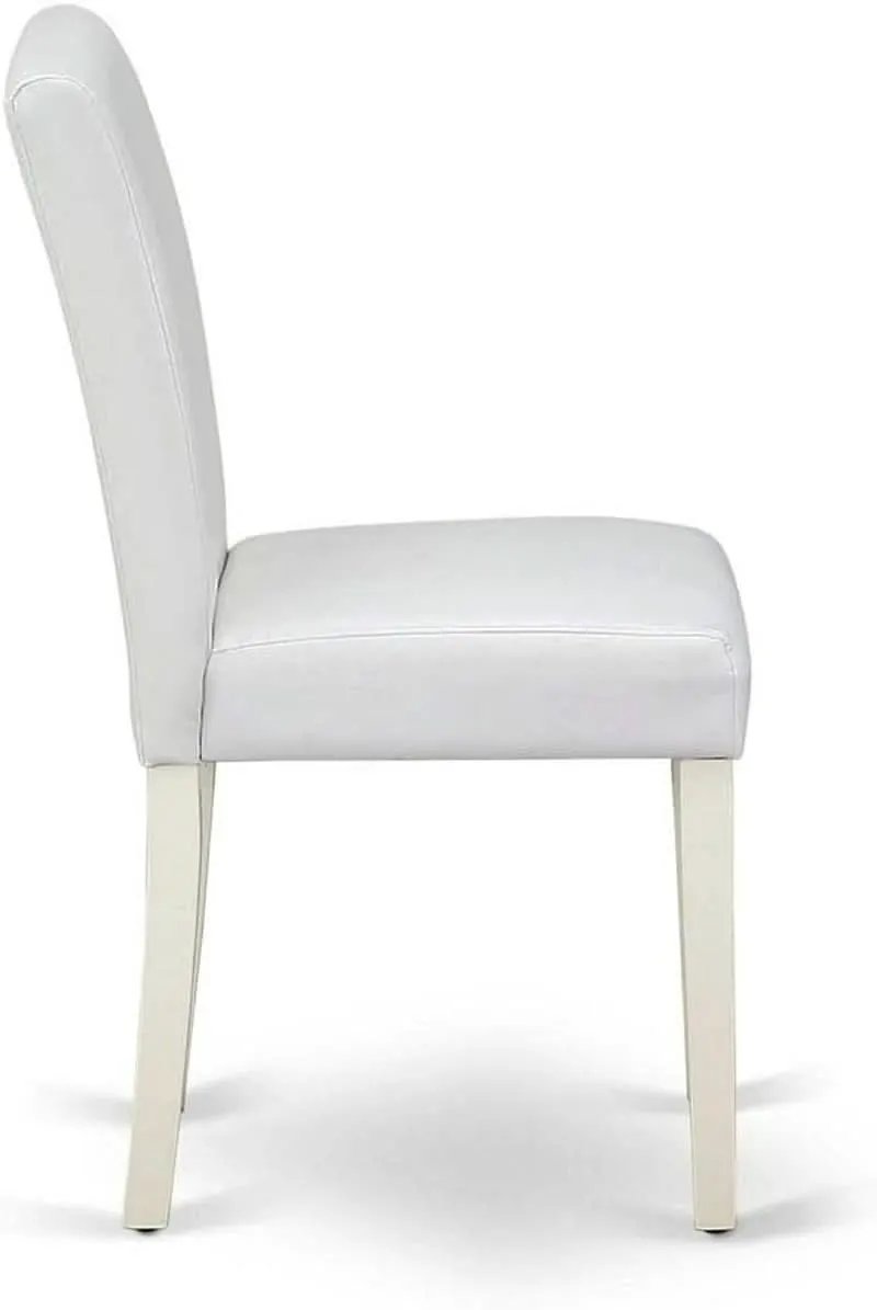 Parson Dining Chairs White Faux Leather Upholstered Pair from PriceLows™