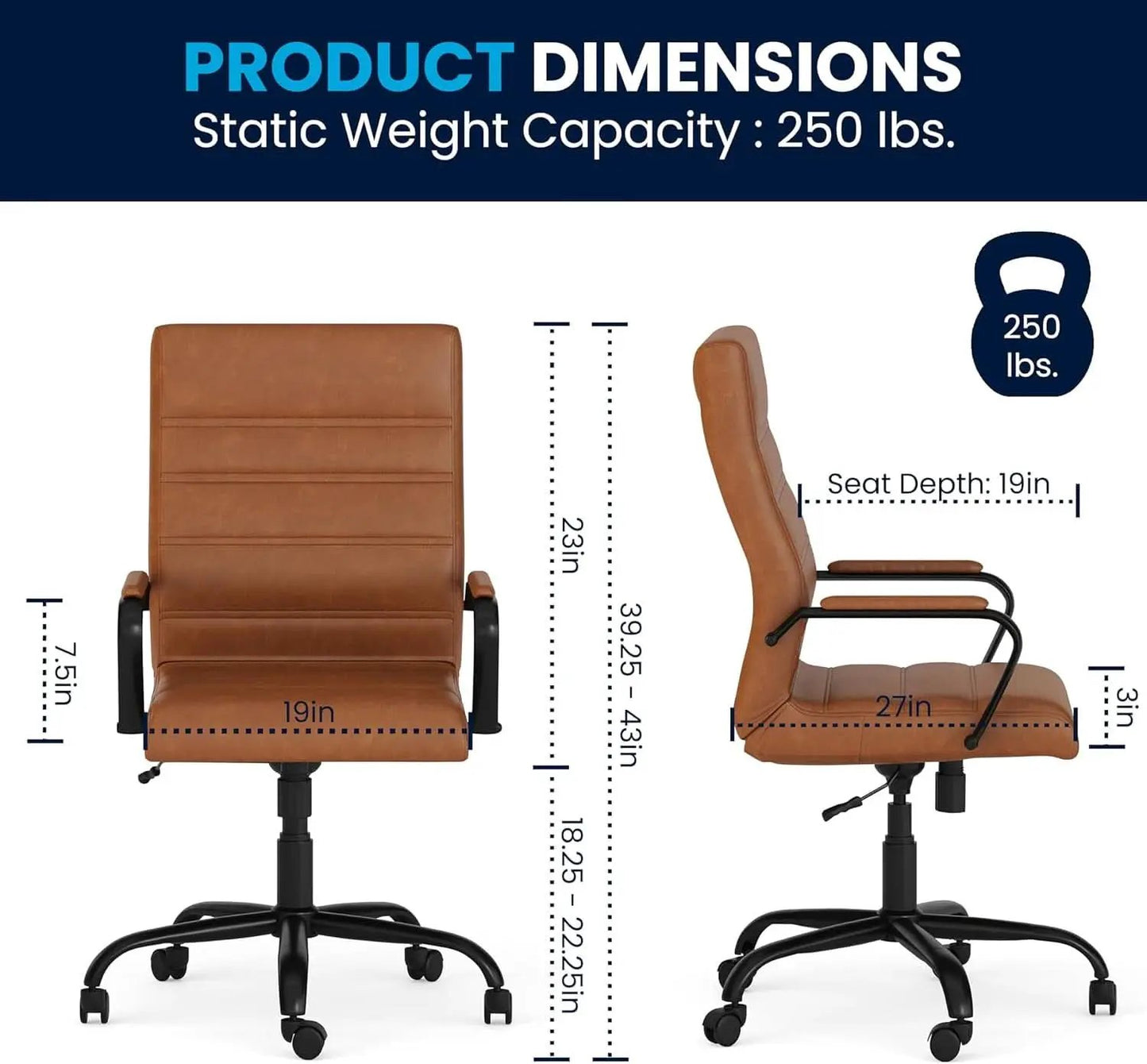 Whitney High Back Leathersoft Desk Chair Adjustable Height from PriceLows™