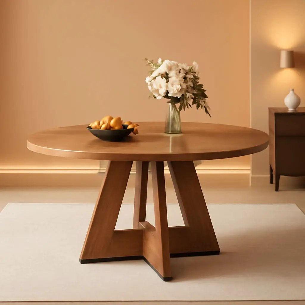 Round 47 Inch Farmhouse Dining Table For Four Kitchen Living Room Wood from PriceLows™