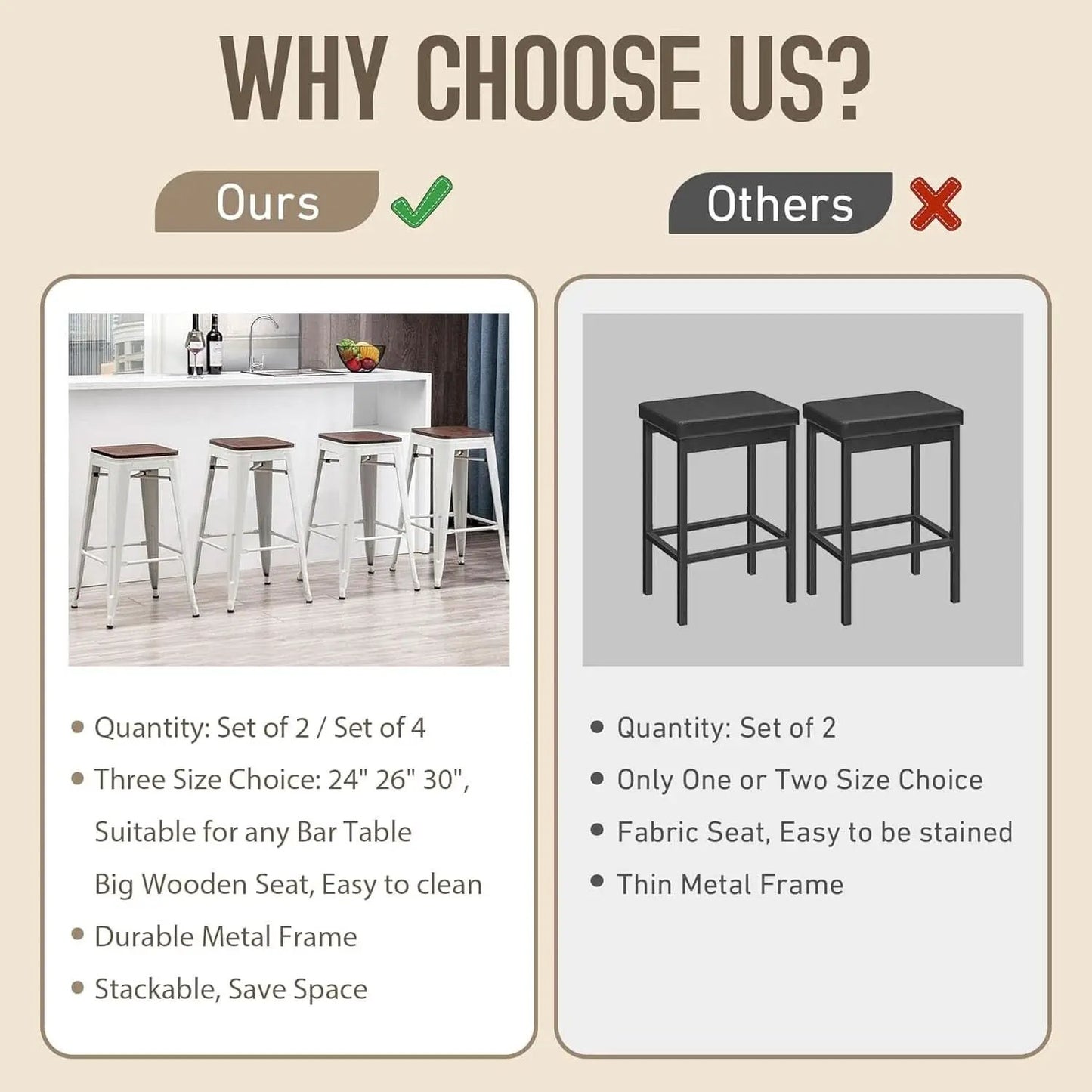 Metal Bar Stools Set of Four Backless Stackable Design from PriceLows™