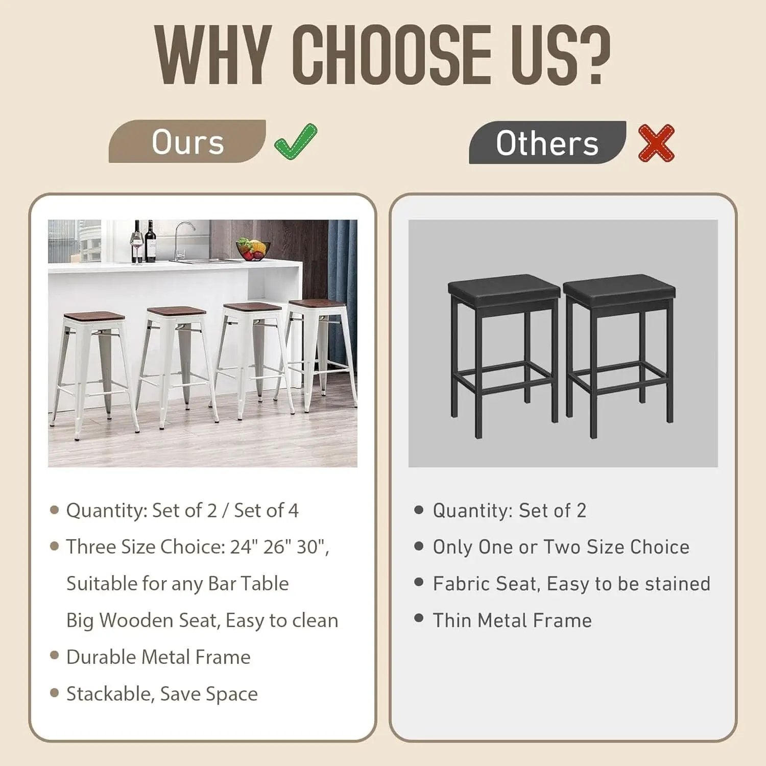 Metal Bar Stools Set of Four Backless Stackable Design from PriceLows™
