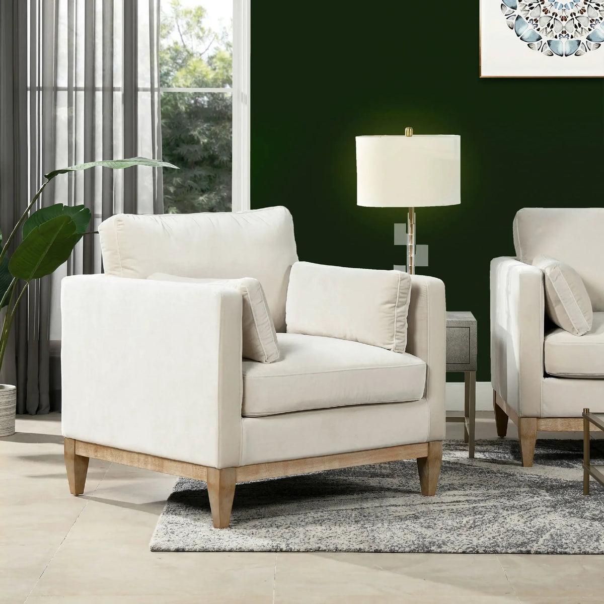 Knox Modern Farmhouse Arm Chair | Feather-Down Wrapped Cushions | Reversible Back And Arm Cushions | Durable Upholstery