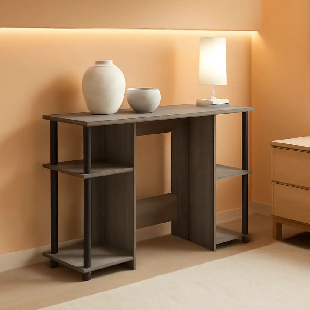 Jaya Computer Study Desk With Open Storage Grey Black from PriceLows™