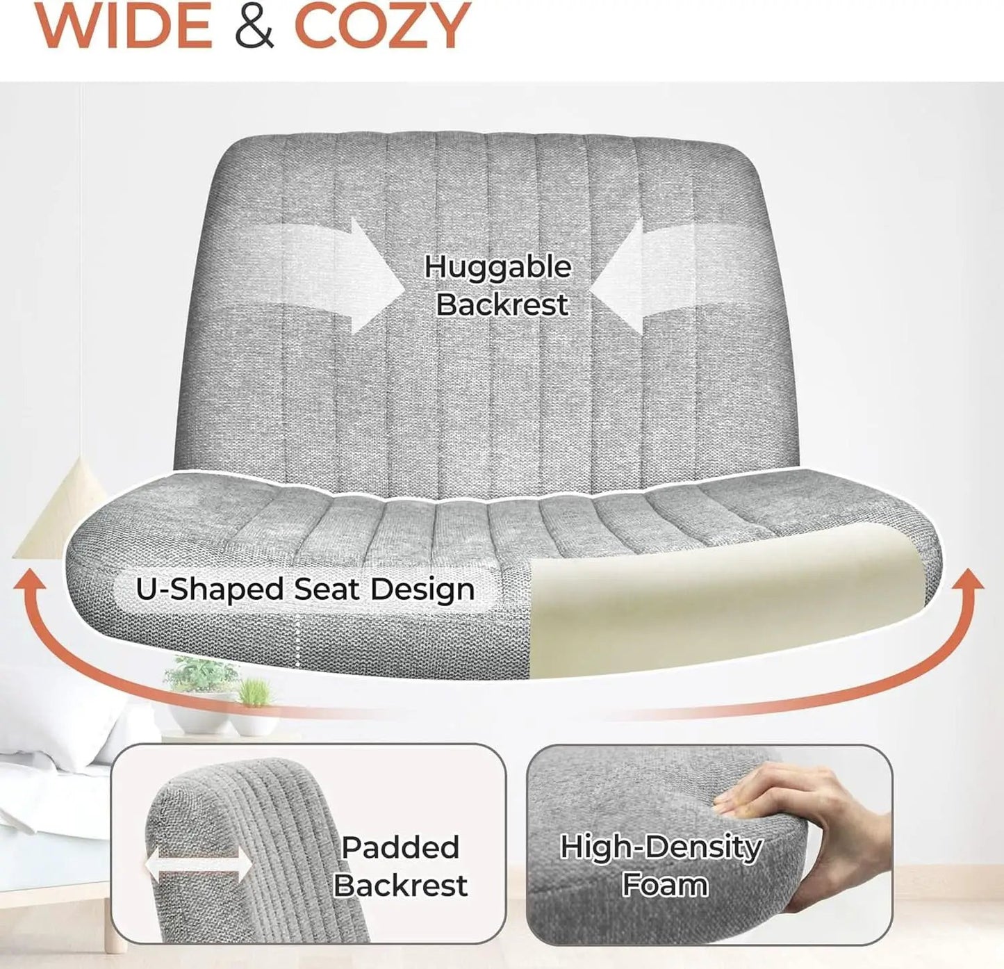 Cross Legged Office Chair Grey Wide Seat Adjustable Height from PriceLows™