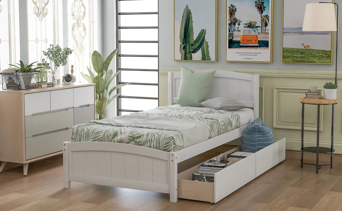 Wood Platform Bed | Headboard And Footboard | Slat Support | Minimalist Style