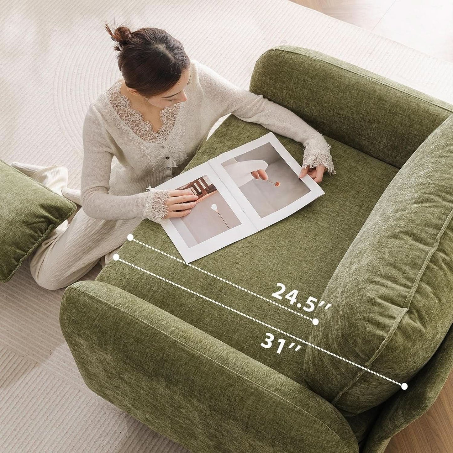 Green Chenille Oversized Accent Chair With Deep Storage from PriceLows™
