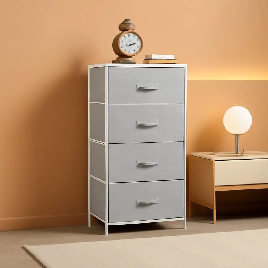 4 Drawer Fabric Dresser Storage Tower With Steel Frame from PriceLows™