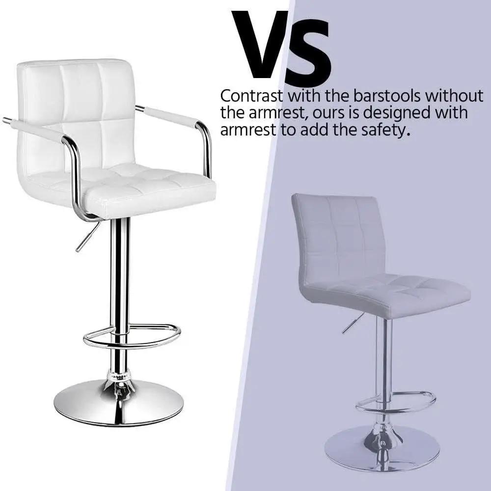 White PU Leather Adjustable Swivel Bar Stools Set of 2 from PriceLows™