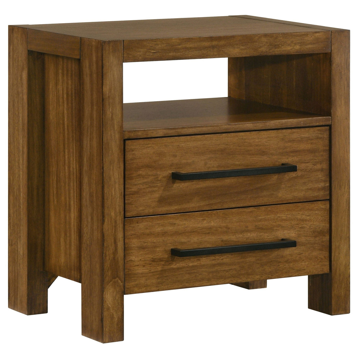 Adderley 2-drawer Nightstand Bedside Table Warm | 25.5 x 17 x 26 in | Solid Wood & Rubberwood | Brown