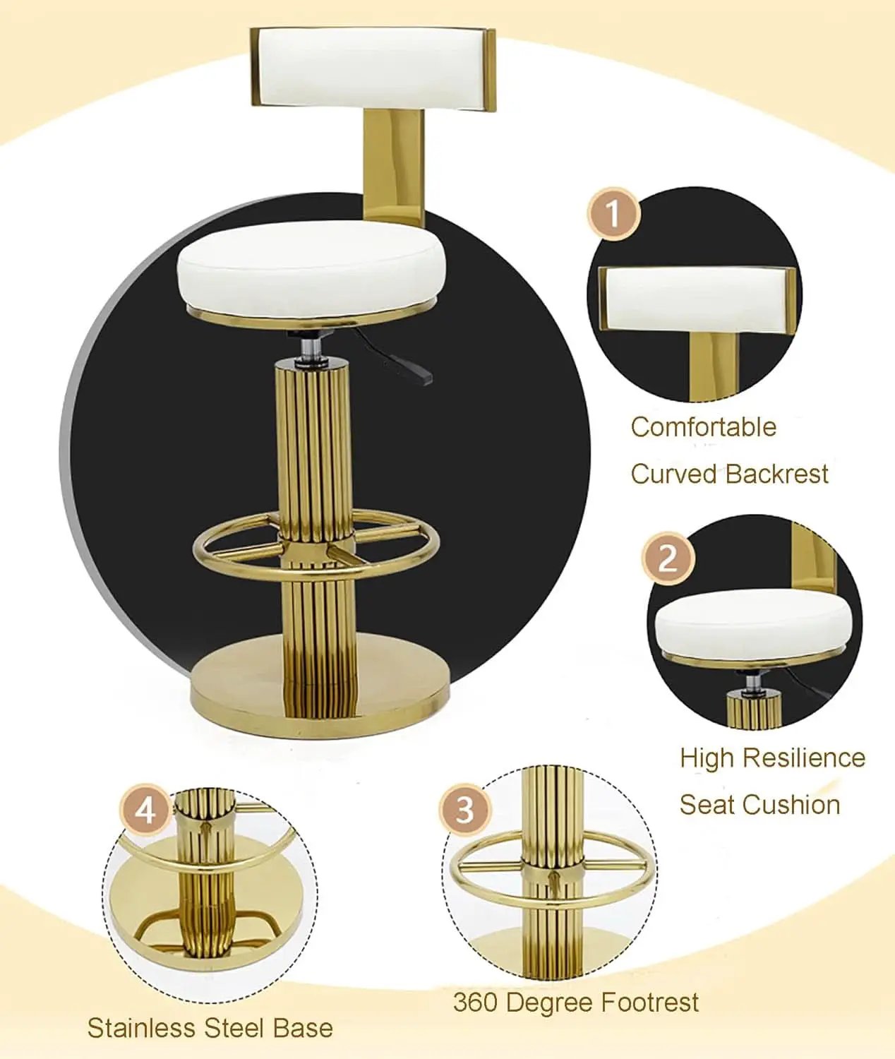 White Counter Height Bar Stools With Adjustable Height from PriceLows™