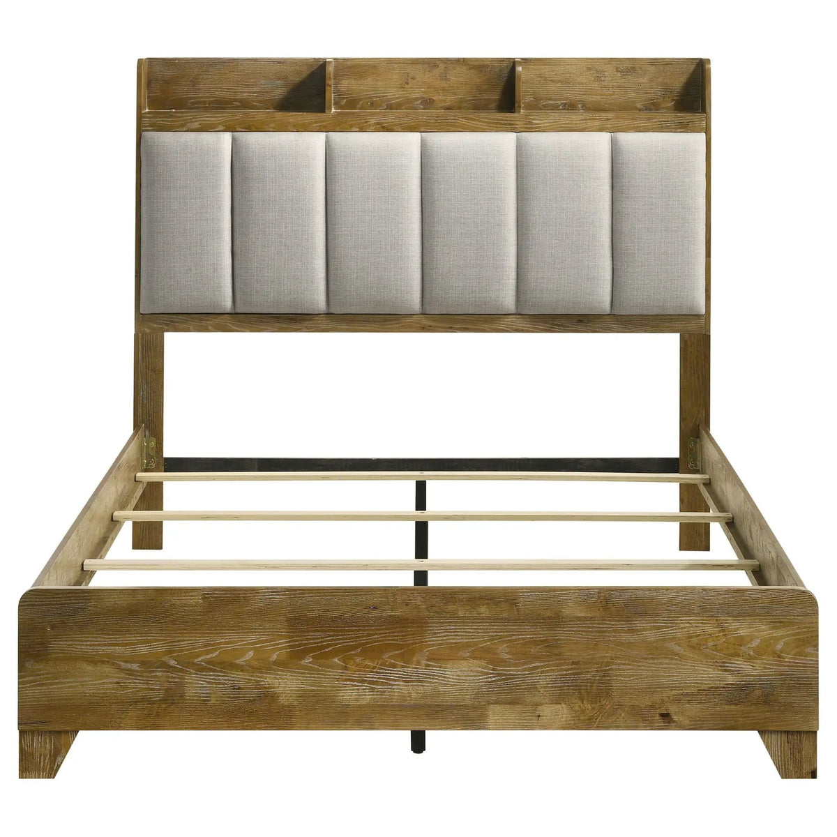 Henderson 57-inch Eastern King Bookcase Panel Bed Medium | 79.25 x 87.5 x 56.75 in | Wood | Oak