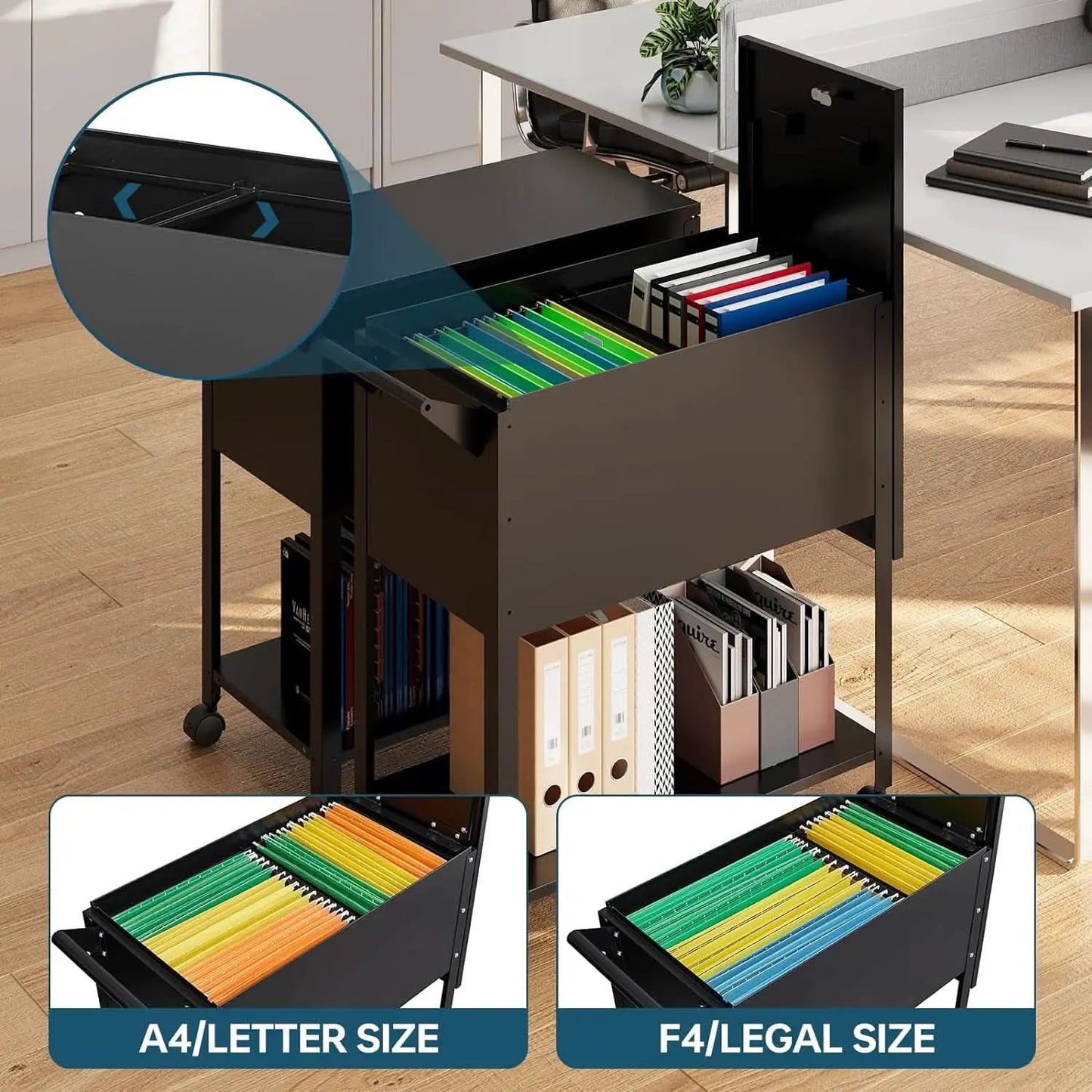 Locking Rolling File Cabinet With Hanging Folders On Wheels from PriceLows™