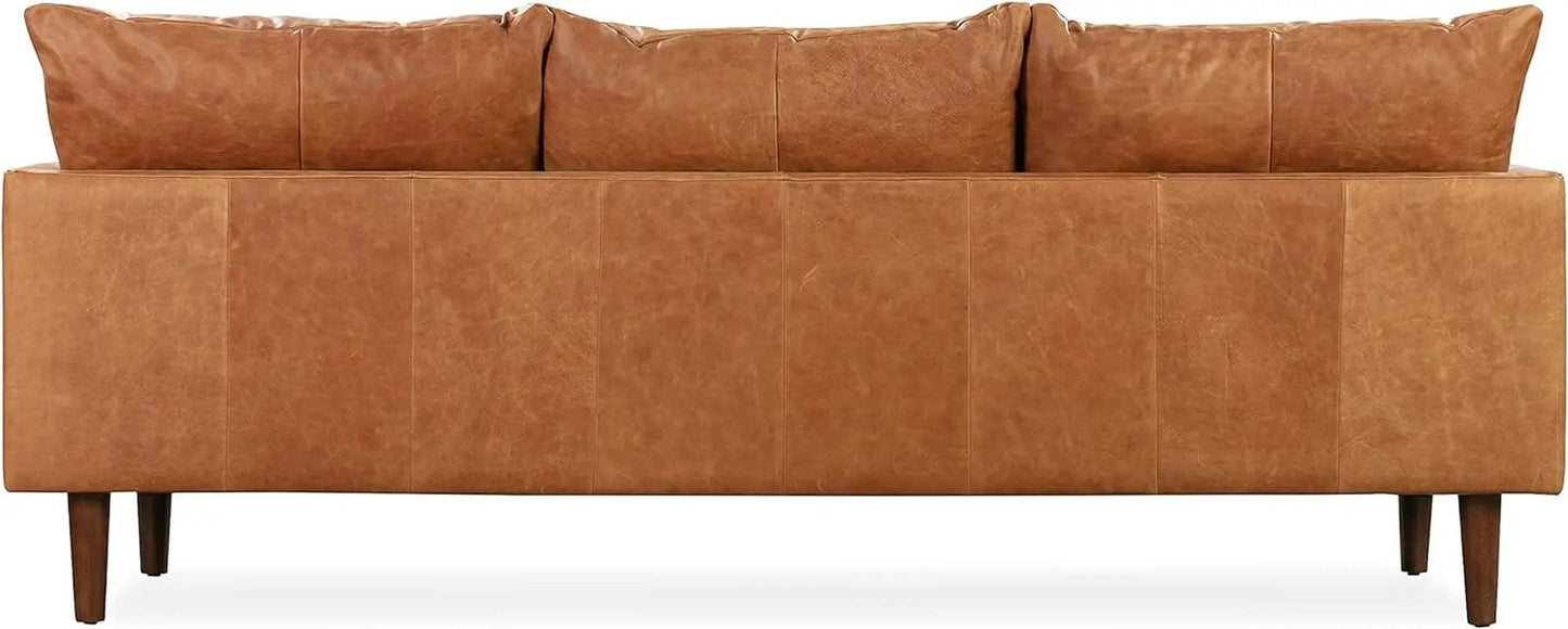 Girona 88 Inch Leather Sofa Cognac Tan With Tufted Back from PriceLows™
