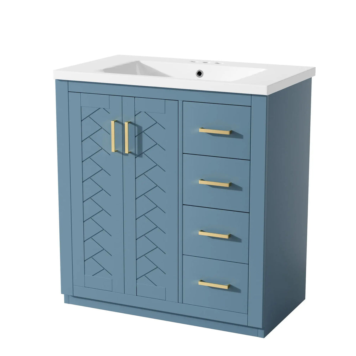 30 Inch Bathroom Vanity | Freestanding Set | 3 Drawers | Solid Wood Frame