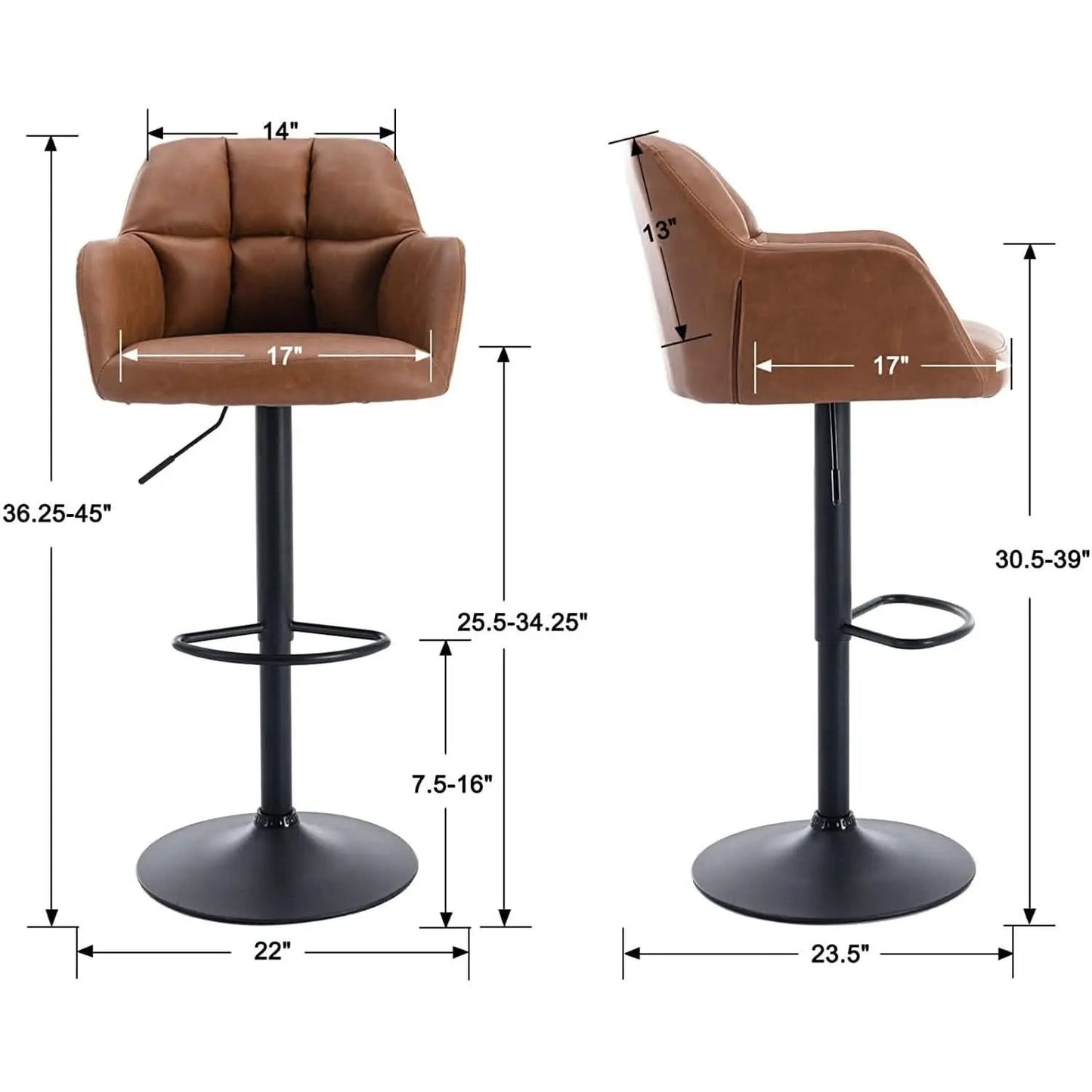 Modern Leather Swivel Bar Stool With Backrest And Armrests from PriceLows™