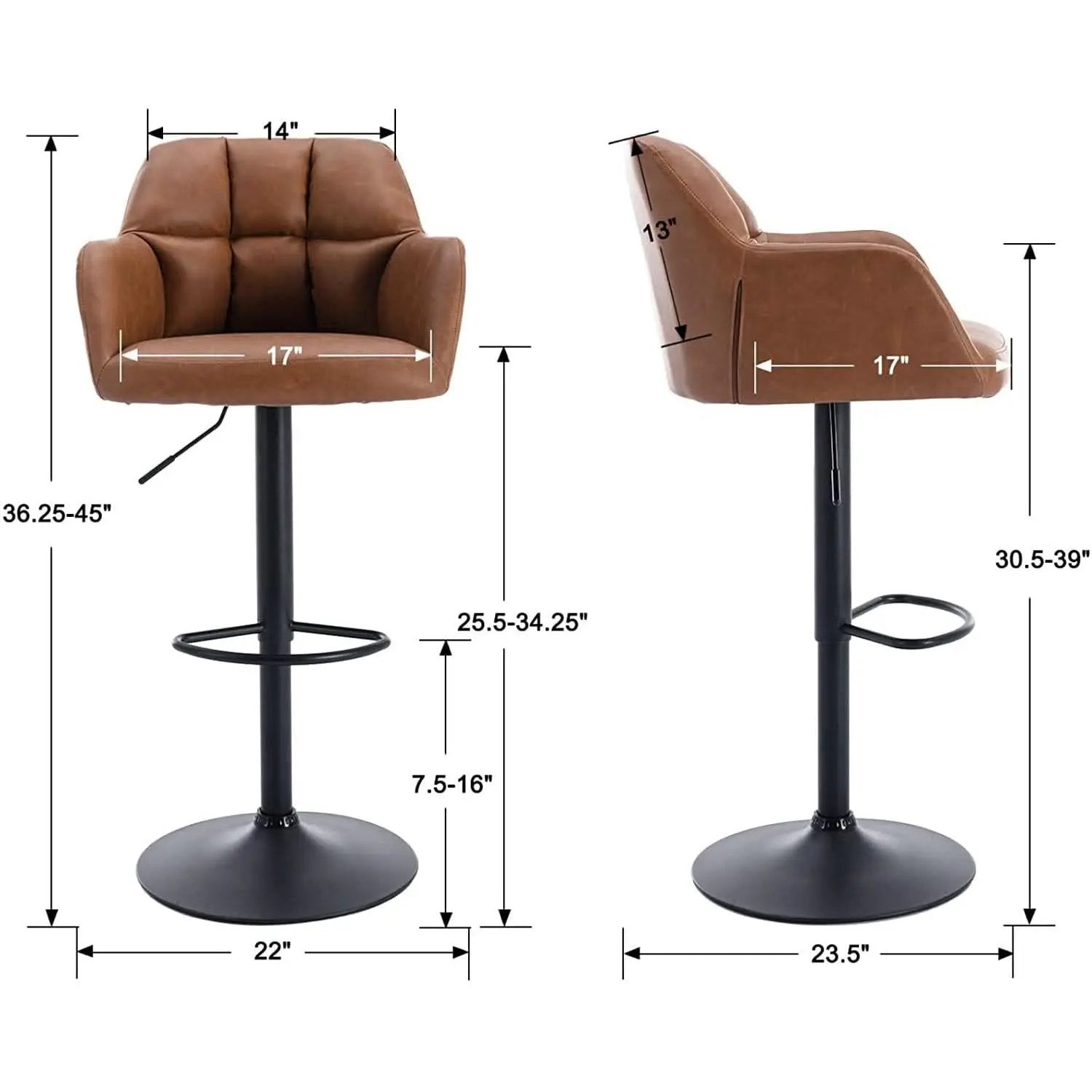 Modern Leather Swivel Bar Stool With Backrest And Armrests from PriceLows™